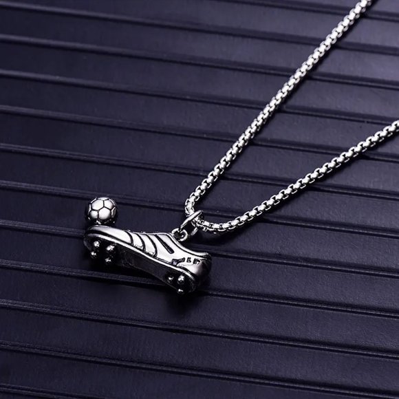 Silver Soccer Cleat & Ball Necklace, Football, Futball Pendant - MLS, World Cup - Picture 5 of 6